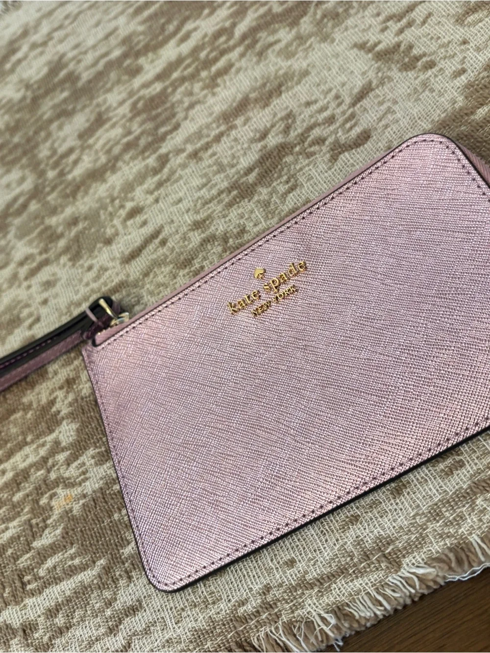 kate spade Metallic Pink Saffiano Wristlet